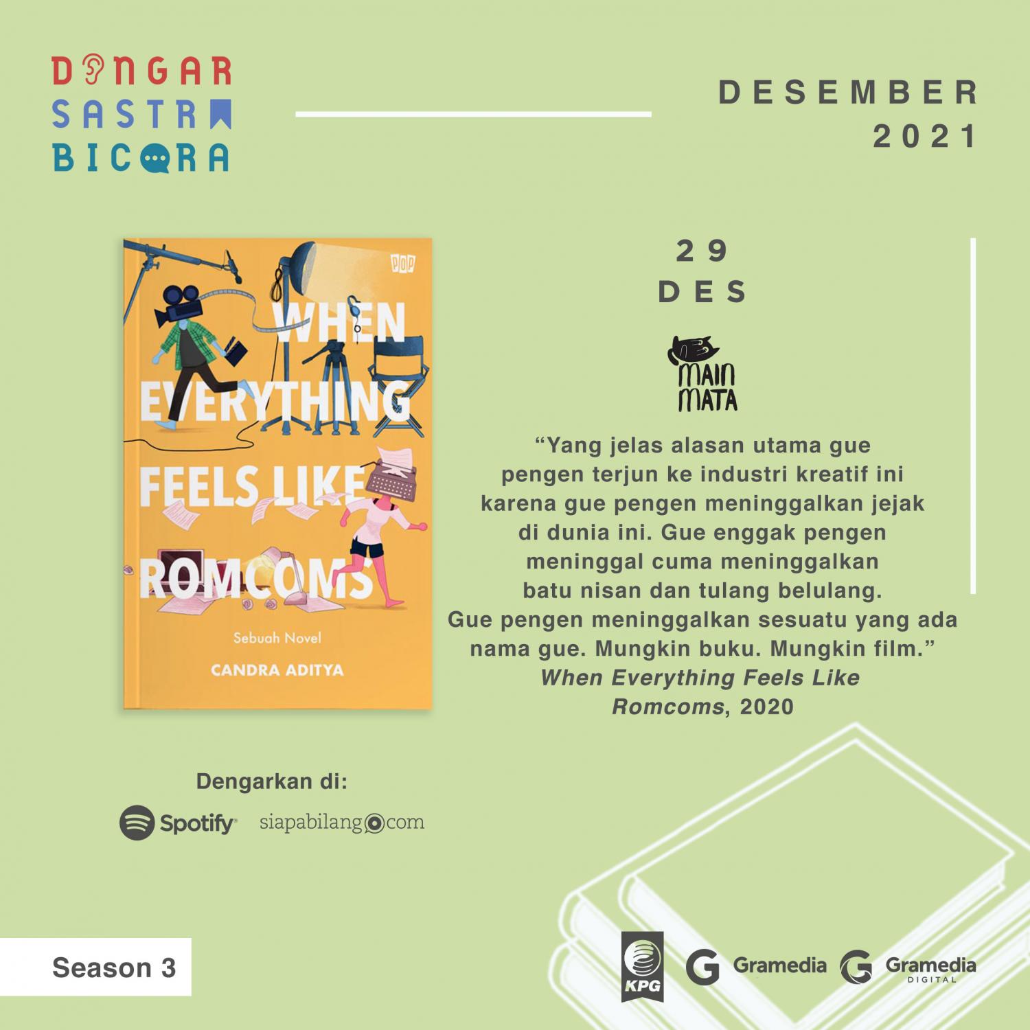 Bahas Buku When Everything Feels Like Romcoms oleh Podcast Main Mata